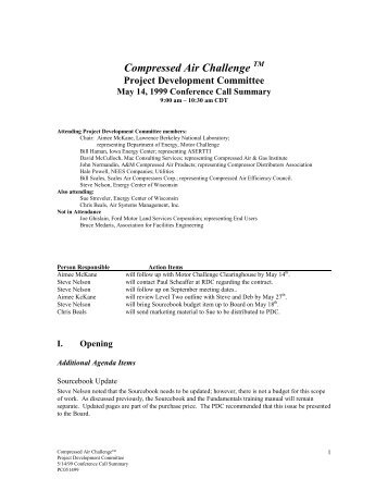 Project Development Committee - Compressed Air Challenge