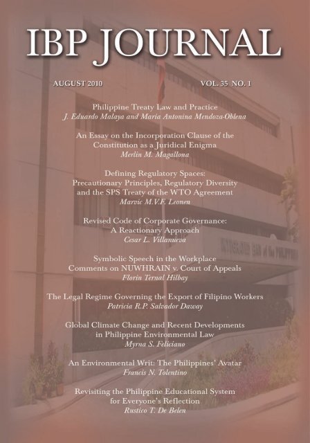 Journal Volume 35 No 1 2010 Integrated Bar Of The