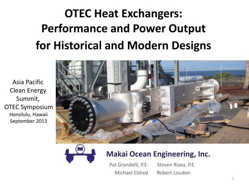 OTEC Heat Exchangers - Hawaii National Marine Renewable ...