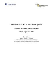 Prospects of ICT's in the Finnish system - Nordic ICT Foresight - VTT