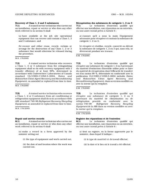 glement sur les substances appauvrissant la couche d'ozone - mopia