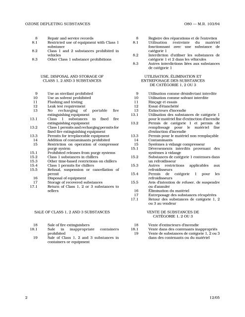 glement sur les substances appauvrissant la couche d'ozone - mopia