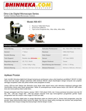 Dino-Lite Digital Microscope Series Model AM-451 Aplikasi Produk