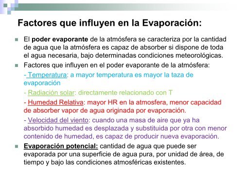 EVAPOTRANSPIRACIÓN - Unidad de Ciencias de la Atmósfera