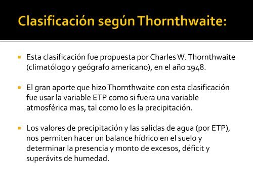 Clasificación de Thornthwaite