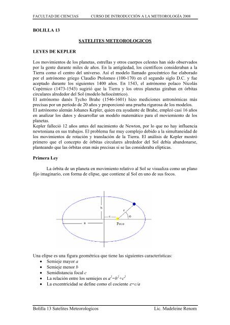 Bolilla 13 Satelites Meteorologicos Lic. Madeleine Renom BOLILLA ...