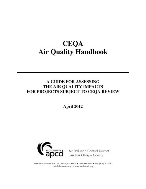 CEQA Air Quality Handbook - Air Pollution Control District
