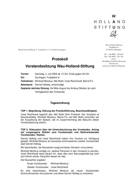 Protokoll Vorstandssitzung Wa…