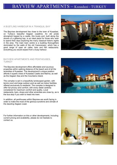 Bayview Apartments A Kusadasi Turkey Sunshine Estates
