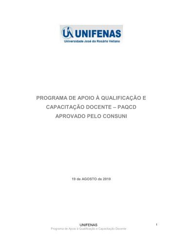 Programa de Apoio à Qualificação e Capacitação de ... - Unifenas