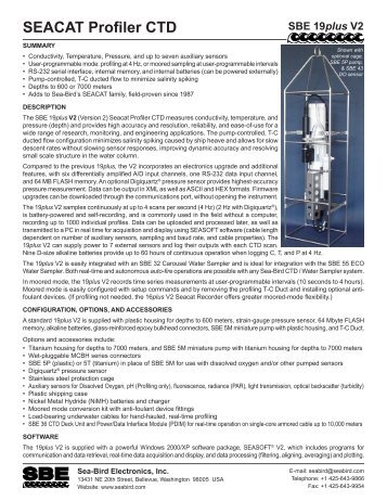 SBE 19plus V2 Brochure - Sea-Bird Electronics, Inc.