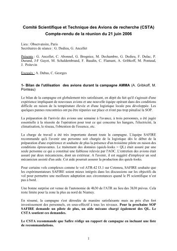 Compte-rendu de la rÃ©union du 21 juin 2006 - Division Technique ...