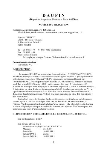 D A U F I N - Division Technique de l'INSU - CNRS
