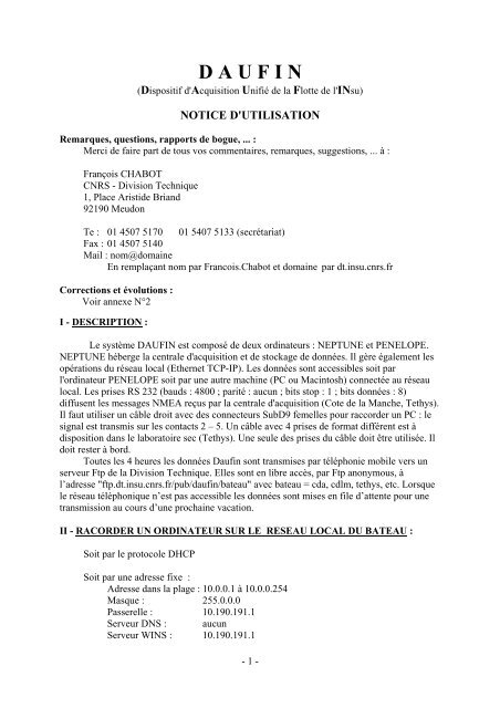 D A U F I N - Division Technique de l'INSU - CNRS