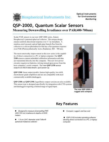 QSP-2000, Quantum Scalar Sensors Measuring Downwelling ...