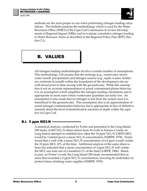 Technical Bulletin 91-001 Nitrogen Loading - Cape Cod Commission