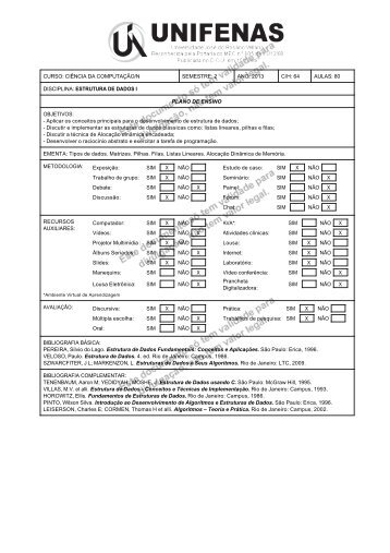 estrutura de dados i - Portal dos Professores da UNIFENAS