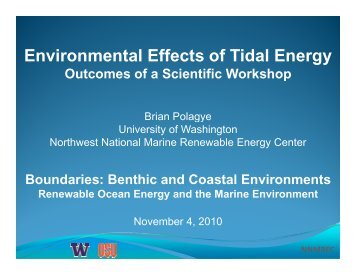 E i t l Eff t f Tid l E Environmental Effects of Tidal Energy