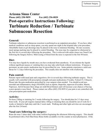 Inferior turbinate submucous resection - Arizona Sinus Center