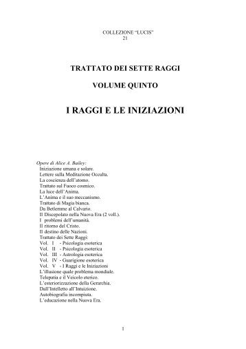 I RAGGI E LE INIZIAZIONI - Istituto Cintamani