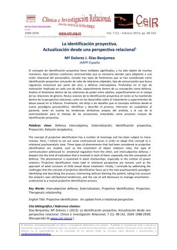 La identificaciÃ³n proyectiva - Psicoterapia Relacional