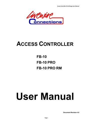 FB-10 & FB-10 PRO USER MANUAL - Livewire Connections Ltd