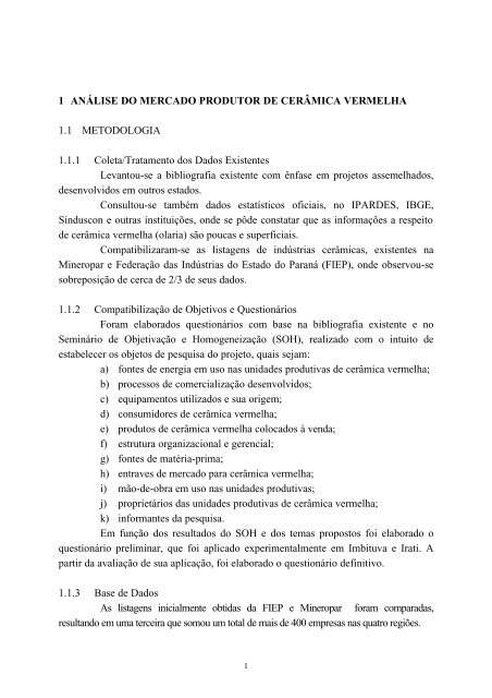 o setor da cerÃ¢mica vermelha no paranÃ¡ - uri=mineropar.pr.gov