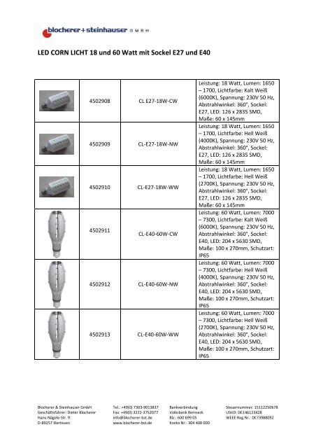 LED Lampen und Leuchten