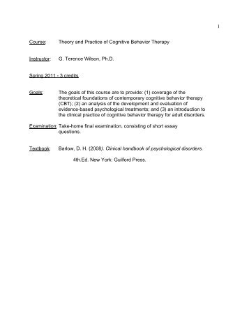 1 Course: Theory and Practice of Cognitive Behavior Therapy ...