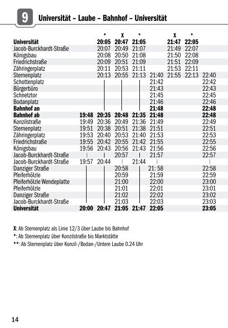 Fahrplan Linie 9AB - ISI 2009
