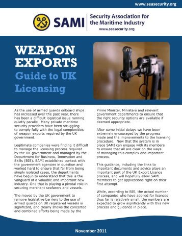 SAMI Guide to UK Licensing for Weapon Exports