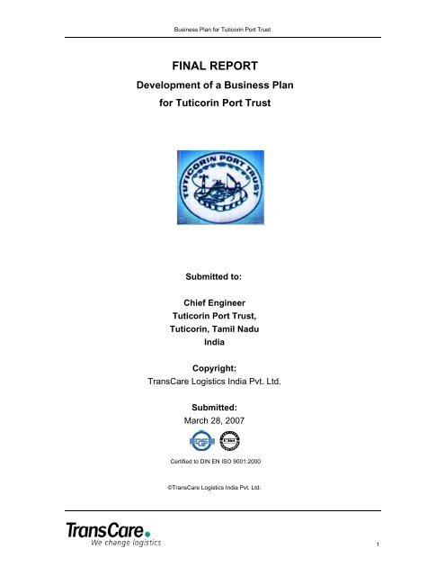 Business Plan Vo Chidambaranar Port Trust