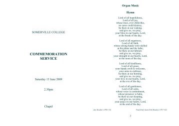 Service 2009/2 - Somerville College - University of Oxford