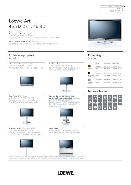 Loewe Art 46 3D DR+ / 46 3D - HembioConsult