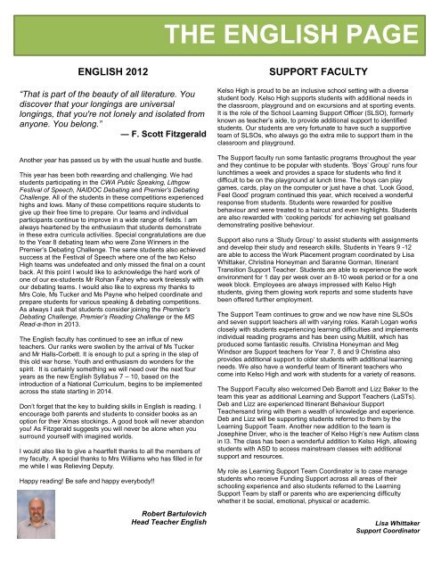 14 Annual Newsletter 2012 Week 50 [pdf, 10 MB] - Kelso High ...