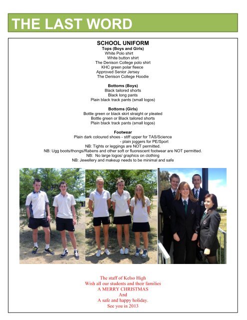 14 Annual Newsletter 2012 Week 50 [pdf, 10 MB] - Kelso High ...