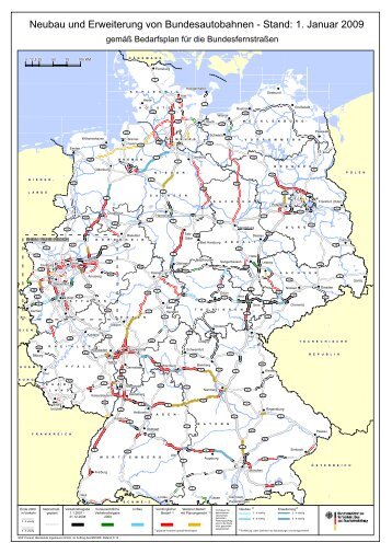 Neubau und Erweiterung von Bundesautobahnen - Stand 1. Januar