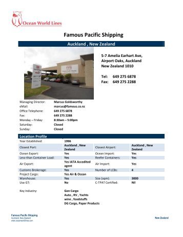 Famous Pacific Shipping (NZ) Ltd - Ocean World Lines