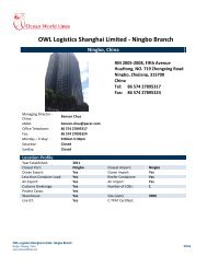 OWL Logistics Ningbo Limited - Ocean World Lines