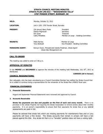 strata meeting minutes template