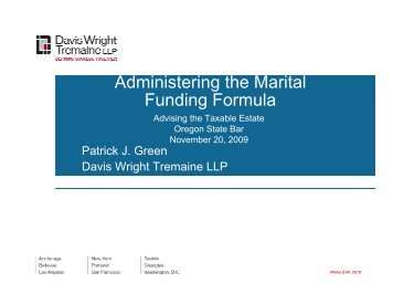 Administering the Marital Funding Formula - Davis Wright Tremaine