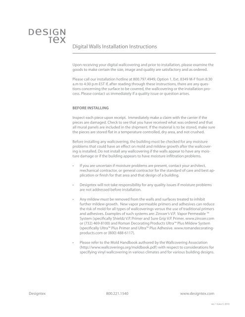 Digital Walls Installation Instructions - Designtex