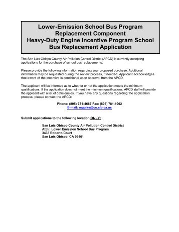 School Bus Replacement Application - Air Pollution Control District