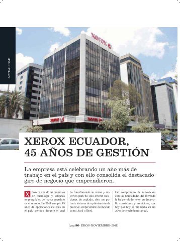 Xerox Ecuador, 45 aÃ±os de gestiÃ³n - Ekos Negocios