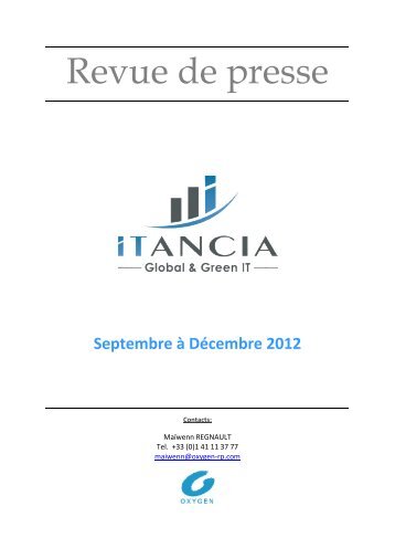 Voir la revue de presse Septembre-DÃ©cembre 2012 - Itancia