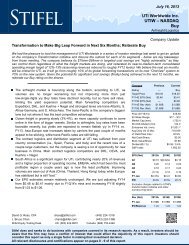 according to Stifel Transportation & Logistics Research Group