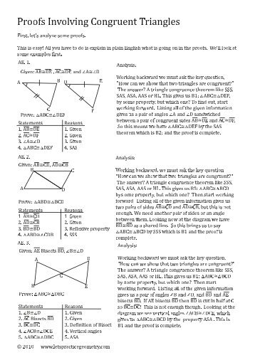 Geometry Worksheet Beginning Proofs Answers