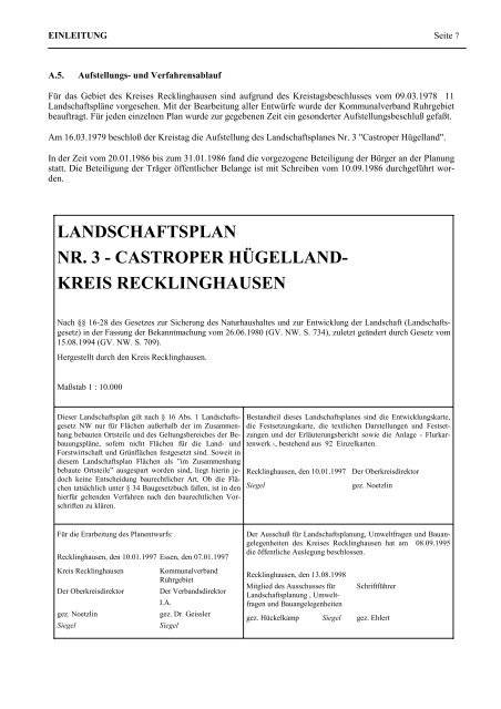 landschaftsplan nr. 3 - castroper hügelland - Kreis Recklinghausen