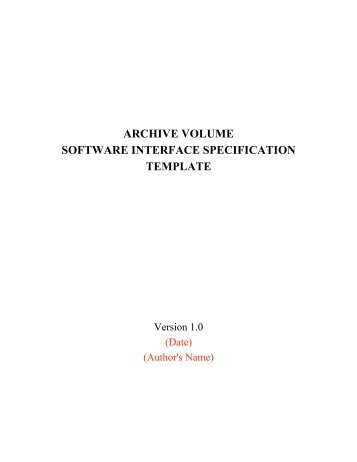 archive volume software interface specification template