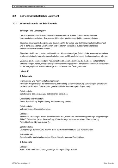Lehrplan Systemgastronomiefachmann - Tiroler Fachberufsschule ...